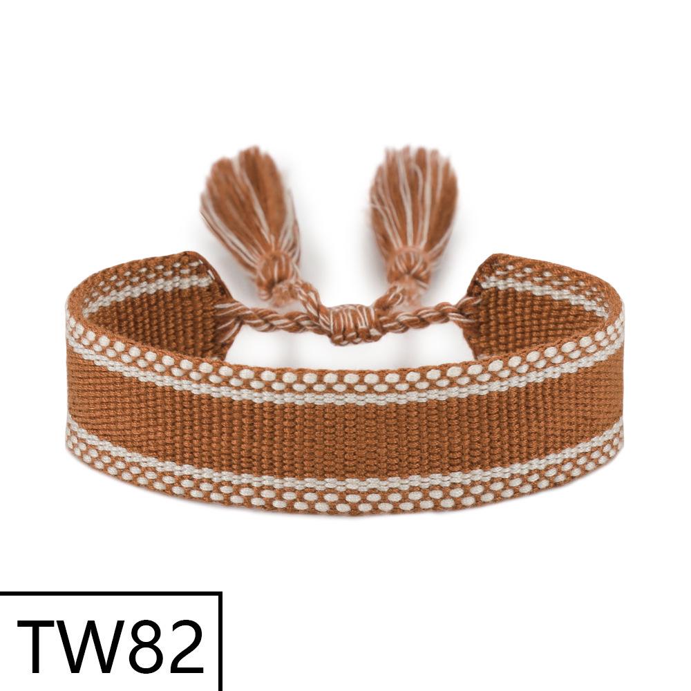 Handmade Bohemian Embroidered Logo Tassel Bracelet - Ethnic Style Friendship Band