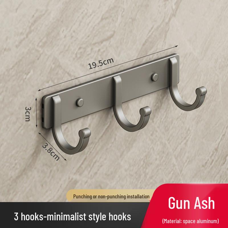 

Adhesive Space Aluminum Coat and Hat Hooks, Wall-Mounted Gun Gray