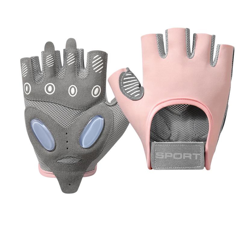 

Half Finger Cycling Gloves Women Anti-Slip Shock-Absorbing Bike Gloves Breathable Adjustable Gel Pad Gym Workout Fitness Gloves рожевий
