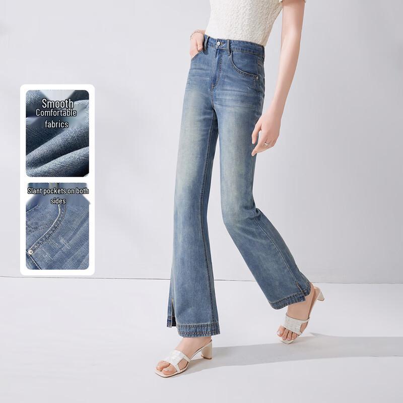 Qiusyiren Women s High-Waist Flared Denim Jeans XL