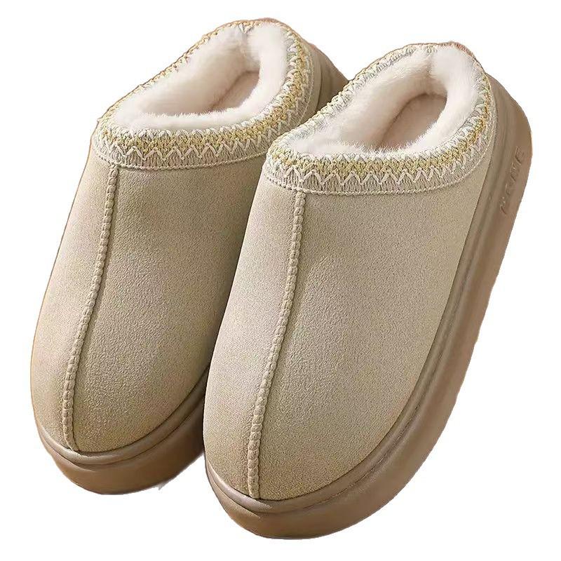 Cotton Slippers Women's Home Slippers Half Pack Thick Sole Anti Slip Lightweight Warm Super Thick Cotton Slippers Couple Home Cotton Shoes