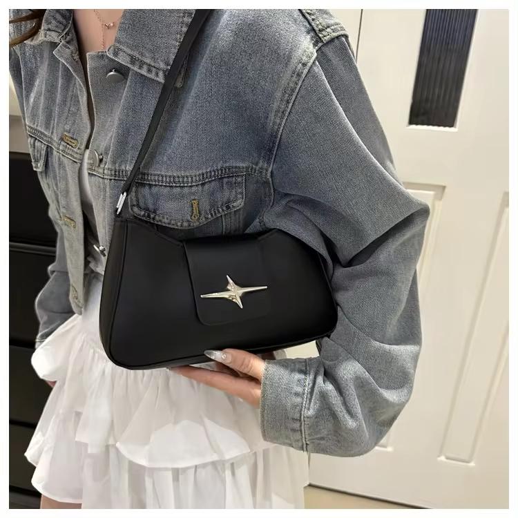 Classic Y2K Small Purse Luxury Brand Female Handbags Vintage PU Leather Shoulder Bags for Women Daily Ladies Underarm Bag