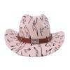 Western cowboy hat autumn and winter digital printed woolen top hat European and American fashion big-brimmed jazz hat