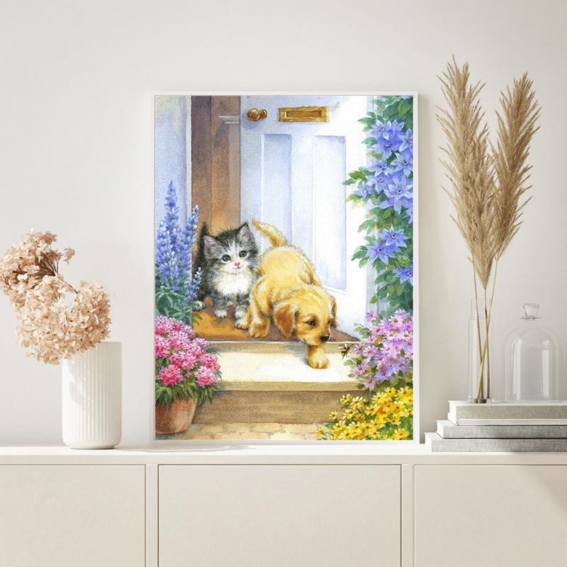 RUOPOTY Kočka malba podle čísel Nástěnná kresba na plátně Jedinečný dárek Obraz podle čísel Zvířecí dekorace do dětského pokoje