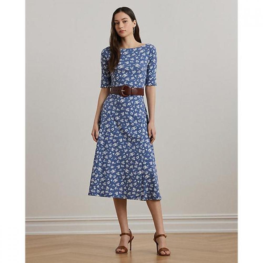 Lauren Ralph Lauren Floral Stretch Cotton Midi Dress  Wmlrdrss5020061400 XS