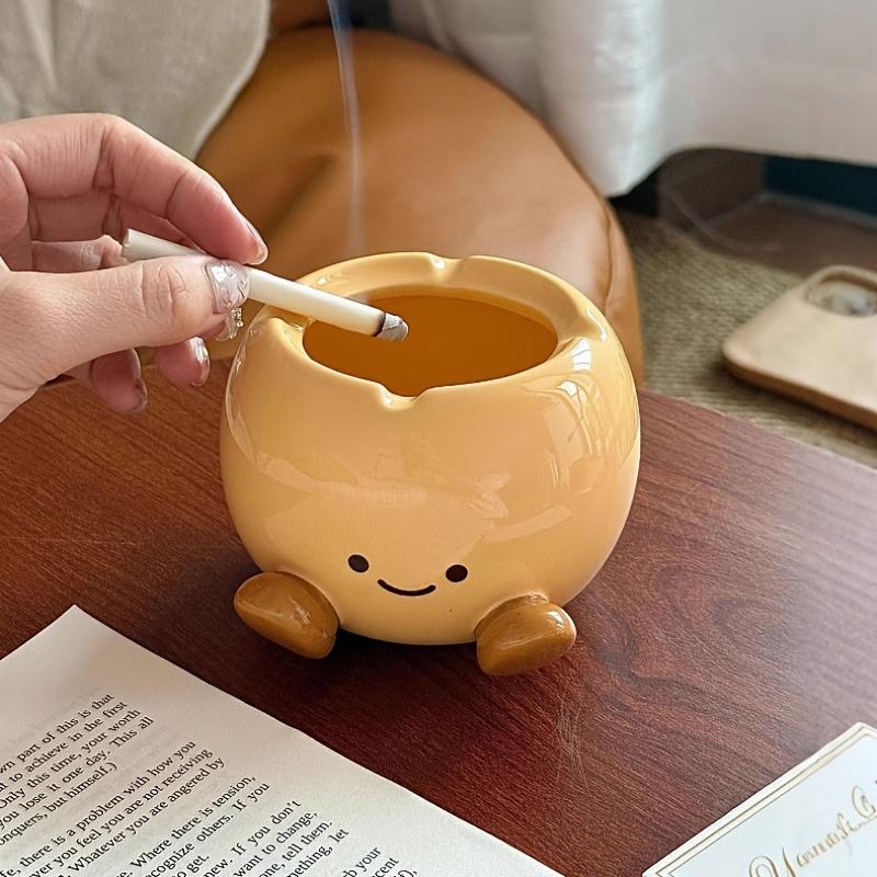 Cute Chestnut Shaped Multi-Functional Storage Jar,Ceramic,Round,Ideal for Floss, Toothpicks, and Makeup Brushes,Perfect for Living Room,Bedroom Vanity