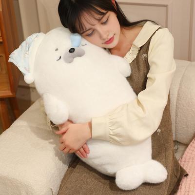 Seal Plush Pillow Sleeping Seal Stuffed Animal with Removable Accessories Soft Cuddly Pillow for Hugging & Support