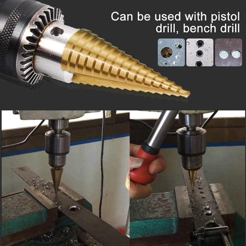 3-12/4-12/4-20mm HSS Titanium Coated Step Drill Bit Drilling Power Tools For Holz Metal High Speed Steel Loch Wood Hole Cutter