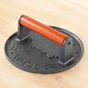 Robuste Burgerpresse aus Gusseisen mit Holzgriff, 18 cm, ideal zum Grillen und Kochen leckerer Burger zu Hause