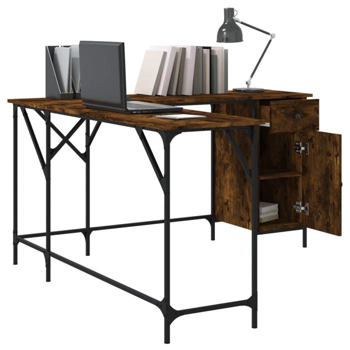 VidaXL Bureau, Table d'Ordinateur avec Rangement, Bureau d'Ordinateur avec Pieds, Table d'Écriture Chambre, Industriel, 837599