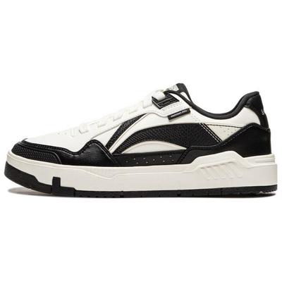 Li Ning Common 80s Synthetic Leather Comfortable Versatile Non-Slip Wear-Resistant Low-Top Skate Shoes Women Sneaker White Black AGCU158-3