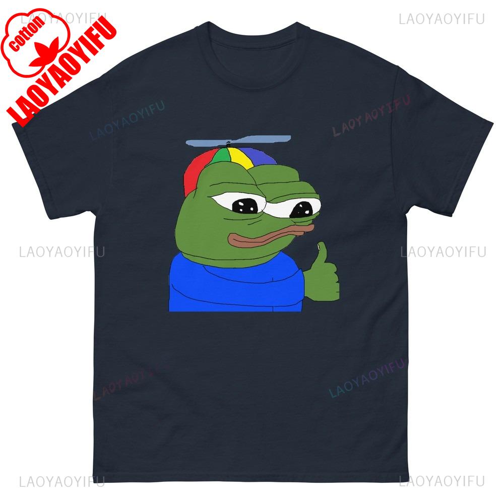 New Pepe The Frog Tops Tee Shirt Funny Pepe A Frog Wearing A Dragonfly Hat and Giving A Thumbs Up Printed T Shirt Tops Unisex
