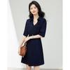 Elegant Denim V-Neck Short Sleeve Dress