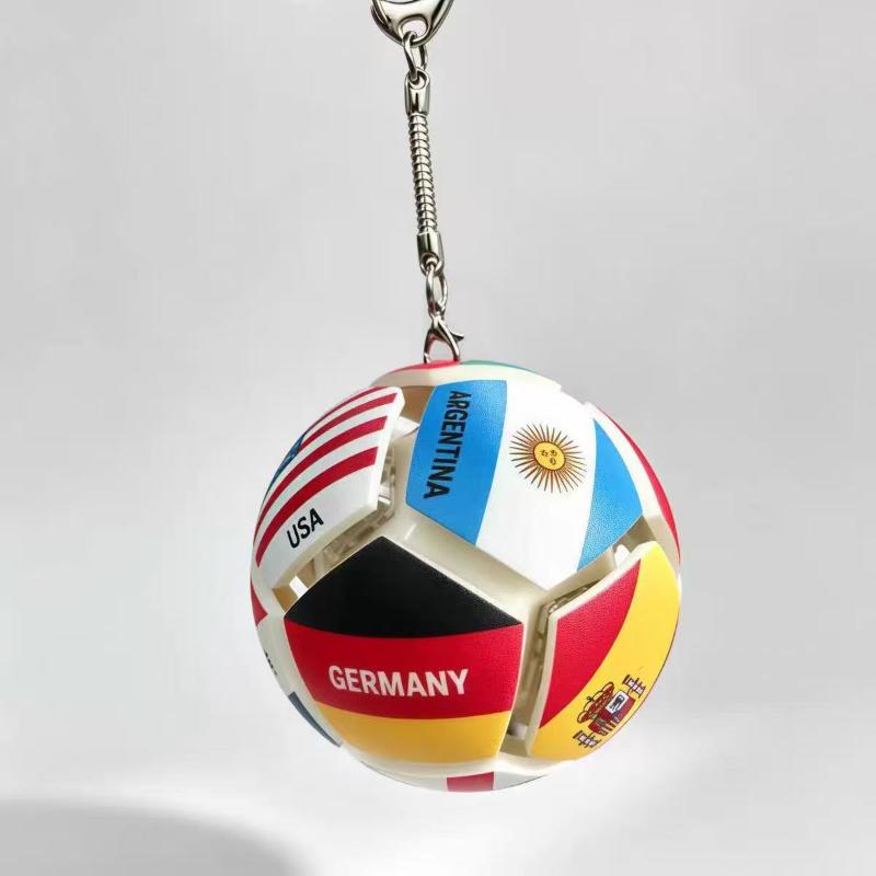 Football National Flag Fidget Keychain Soccer Shape Mini Push  Button Toy for World Cup Fans Gift Backpack Decor