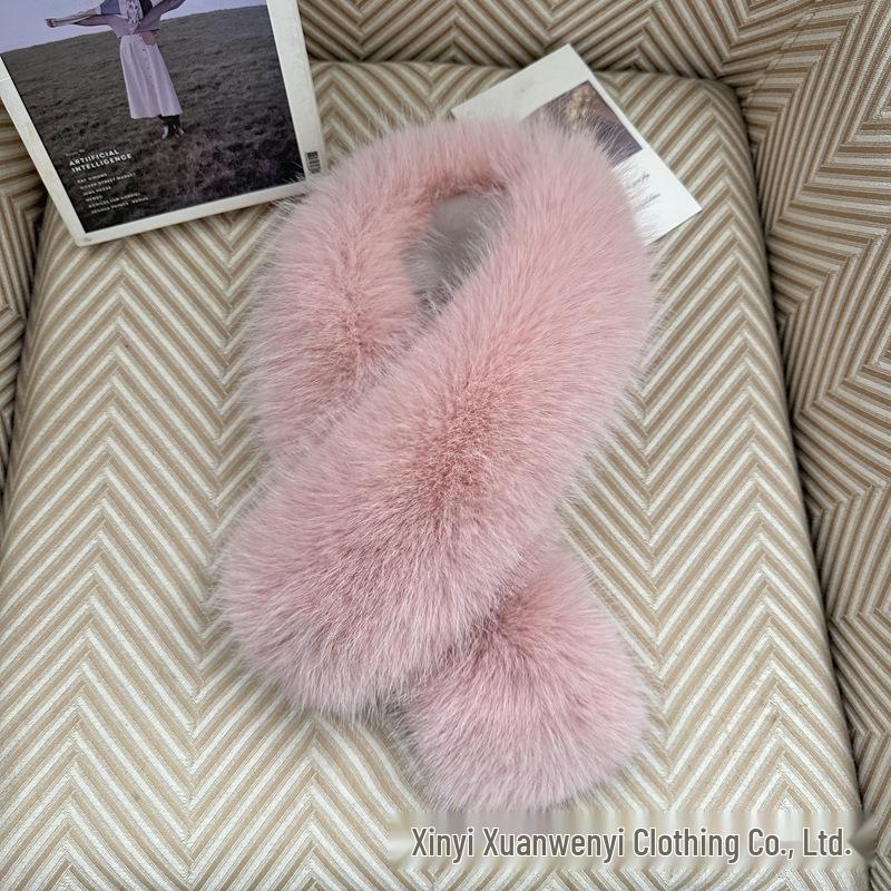 Double-Sided Faux Fox Fur Scarf: Thick, Warm, and Versatile Neck Warmer for Autumn and Winter.