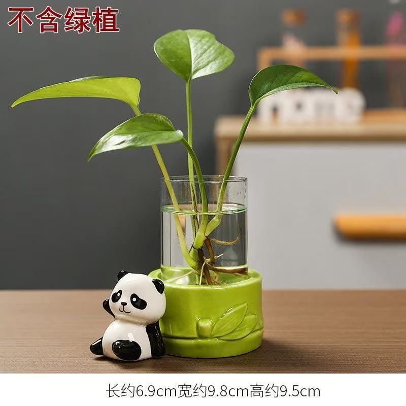 Cute Rabbit Hydroponic Plant Vases Transparent Glass Vase Tabletop Decoration Aquatic Flower Bottle with Wooden Base