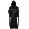 Mittelalterlicher Ritterumhang Kapuzenrobe Kostümumhang mit Kapuze Schwarz Halloween Cosplay Mantel Erwachsener Priester Cosplay Kapuzenkostüm