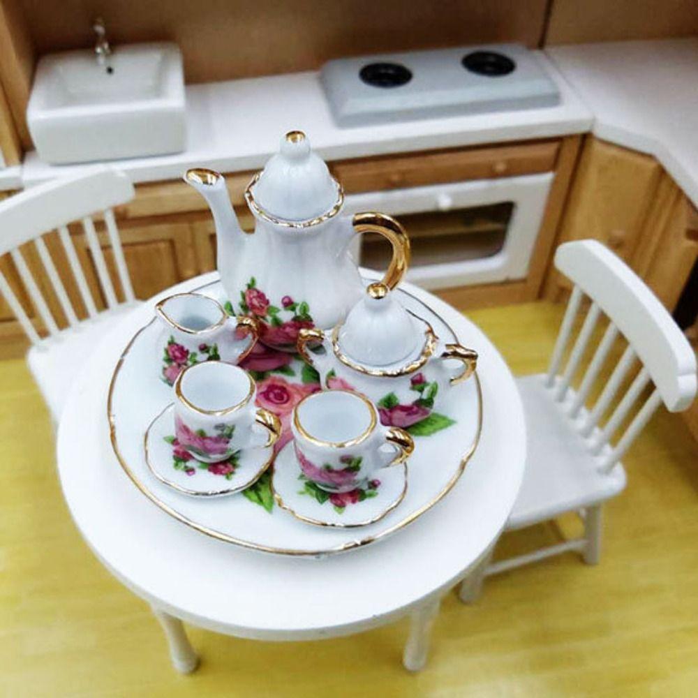 9 stiler Kina Tekopp Mini Dukkehus Flaskesett for 1/6 BJD Dukke/for 1,5" Barbie Dukke/Blythe Dukke