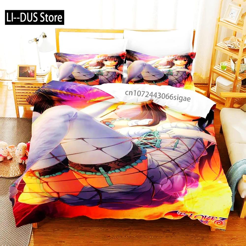 2024 Anime Adult Boys Bedspread Single Double Queen King Size To Love Ru Duvet Cover Bed Set Quilt Cover Pillowcase