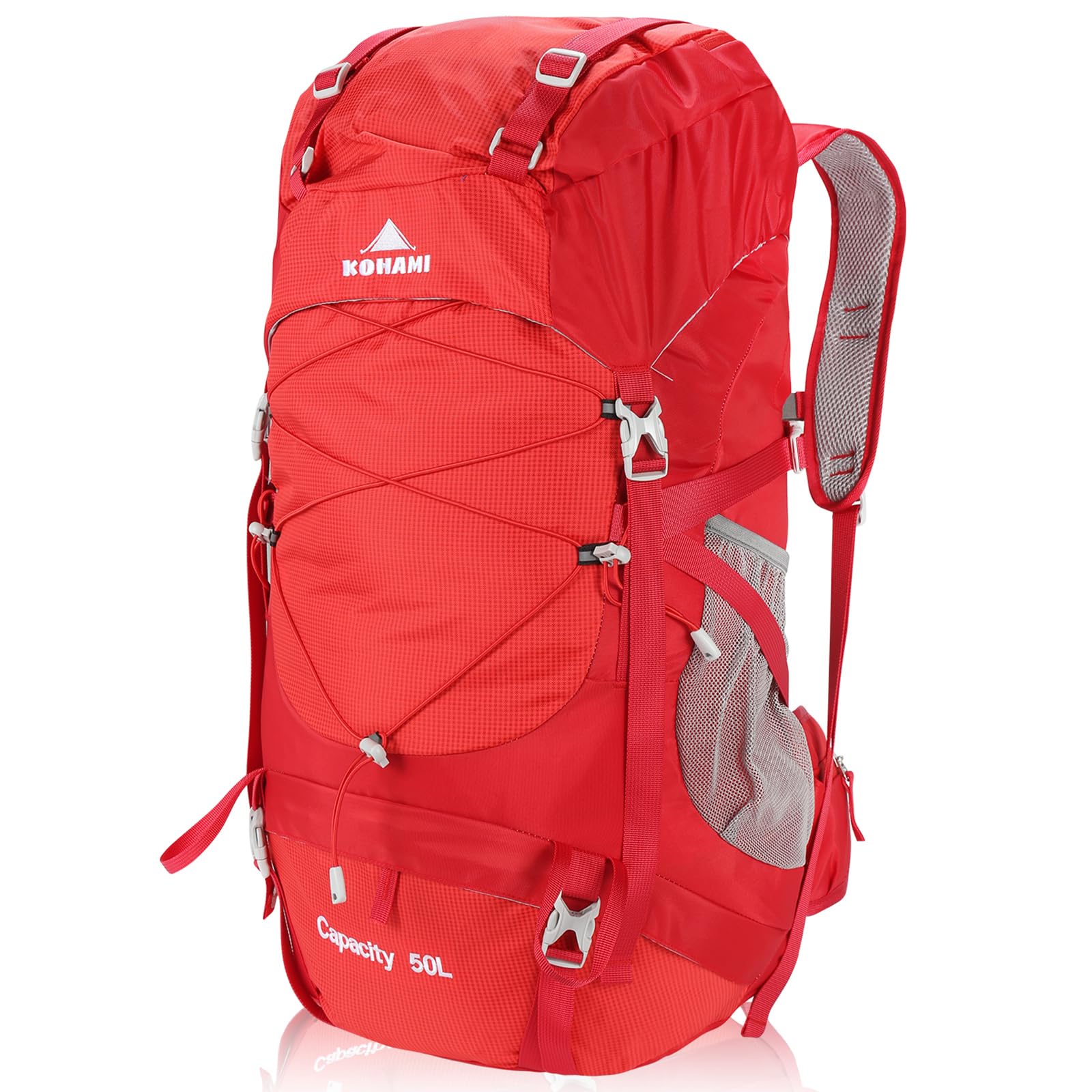 

[KOHAMI] Backpack, Mountaineering Backpack, 50L, Large Capacity, Lightweight, Water Repellent, Outdoor, Sports, Travel, Fatigue Resistant, Breathable