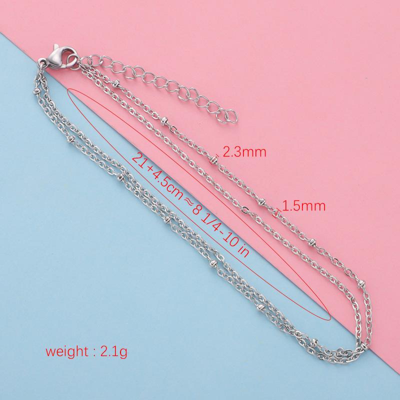 Stainless Steel Double-Layer Bead Chain Anklet - European & American Style