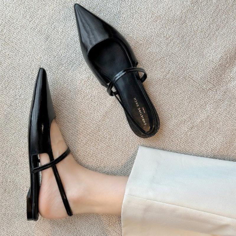 Fashion Retro Rome Sandals New Summer Fashion Shallow Pointed Toe Flats Women Sandals Back Empty Ladies Street Style Low Heel Shoes