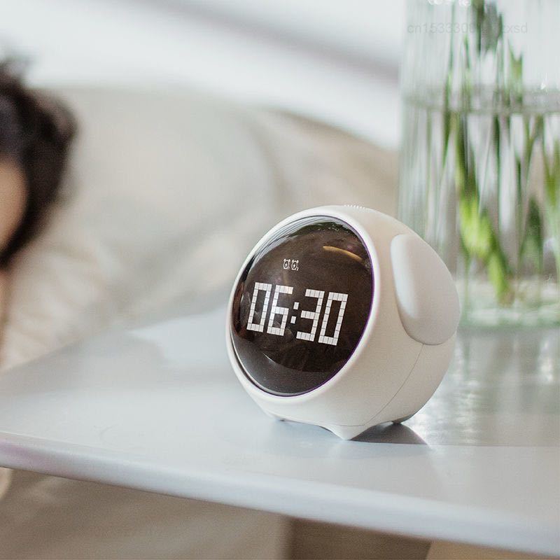 Mijia Cute Expression Alarm Clock Snooze Child Kids Digital Alarm Clocks Voice Control Intelligence LED Night Light Alarm Clock