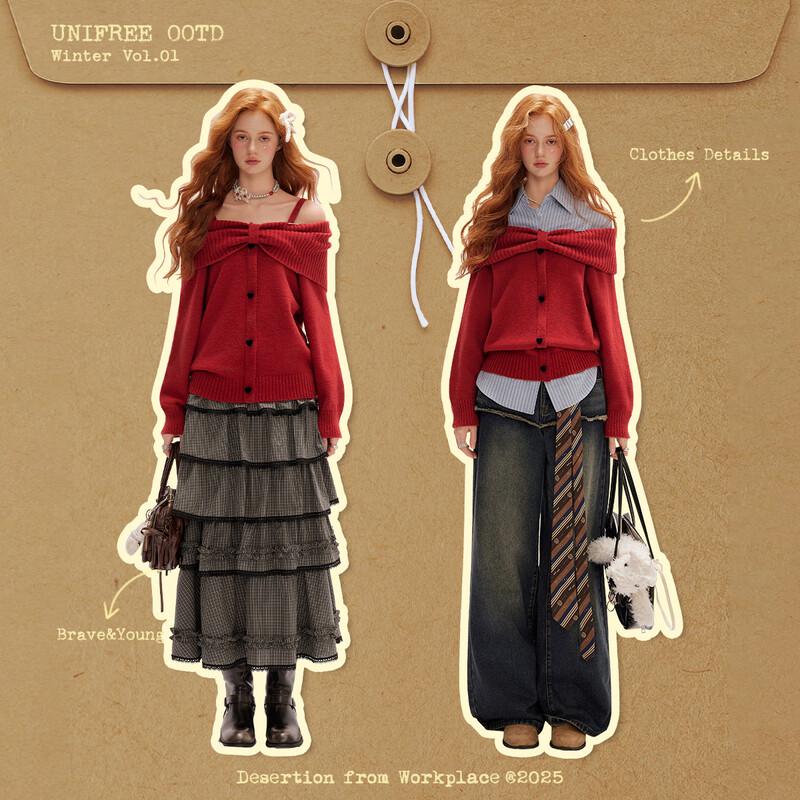 UNIFREE Women's Off-Shoulder Knit Sweater