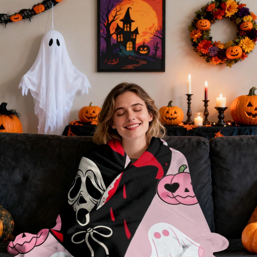 Gothic Blanket, Gift For Ladies And Girls, Spooky Spiderweb Spider Horror Print, Halloween Birthday Christmas Party Gift Home Decor Sofa Throw