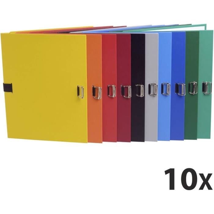 Chemise de classement - exacompta - a4 - papier toilé - lot de 10 - dos extensible jusqu'à 13 cm