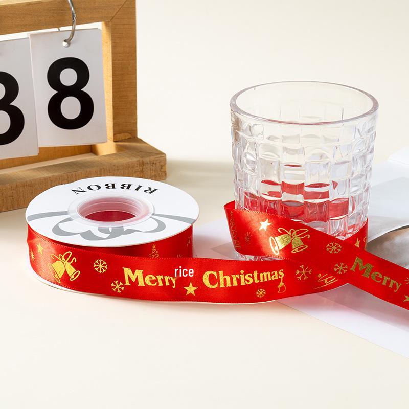 New Christmas Flower Packaging: Ribbon Bouquet with Hot Stamped, Colored Webbing for Floral Art