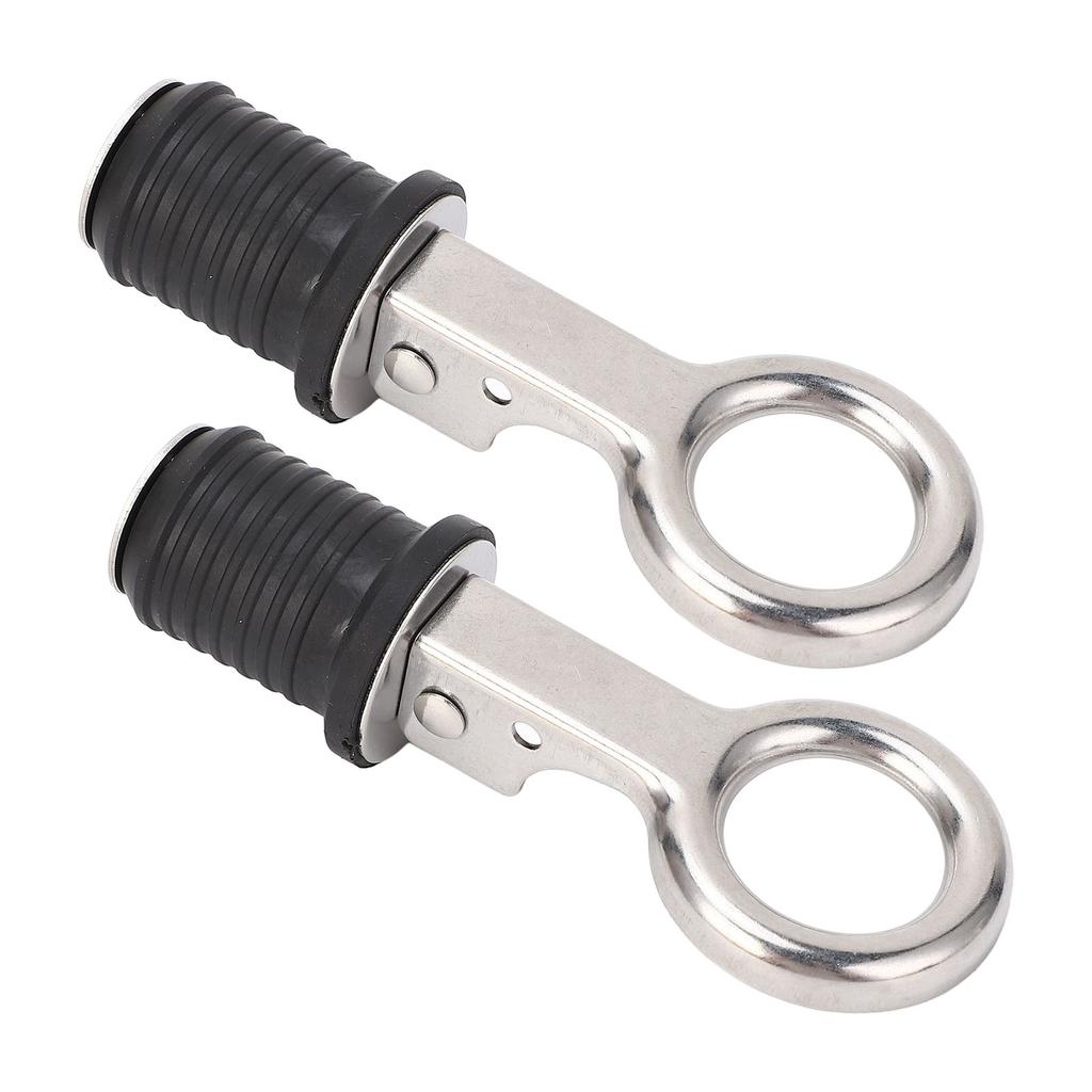 2PCS Boat Plug Snap Handle Stainless Steel Boat Drain Twist Plug Marine Rubber Plug Accessories for Ships Yachts
