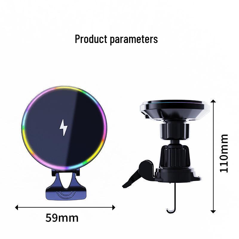 RGB Magnetic Wireless Car Charger & Phone Holder - 15W