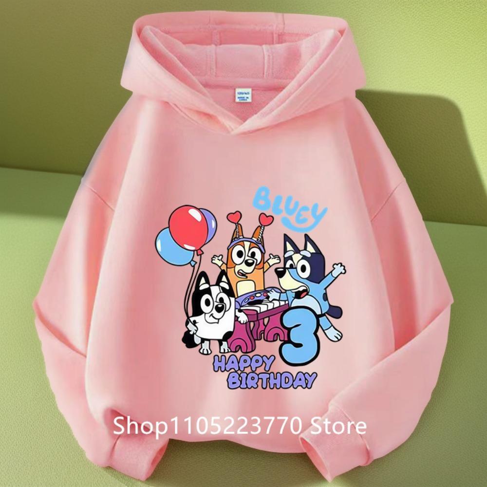 Kids Bluey Hooded Sweatshirt Fall Winter Warm Soft Pullover Comfortable Playwear for Boys Girls