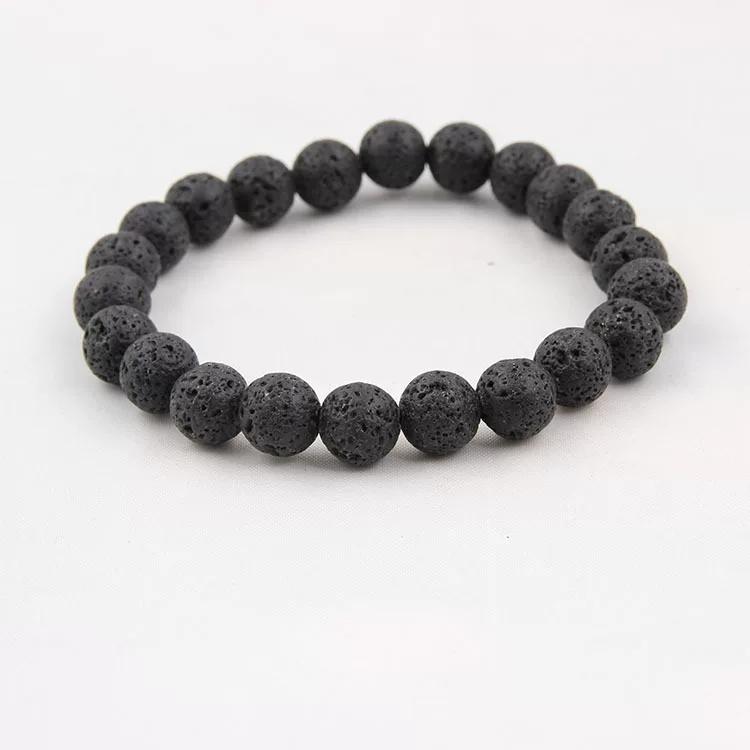 Fashion 12mm Volcanic Rock Fitness Bead Accessories Bracelet 8mm чёрный