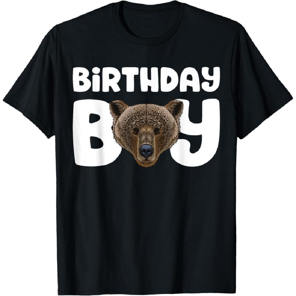 

Bear Birthday Boy Party Animal Kids Grizzly Bear Birthday T-Shirt S