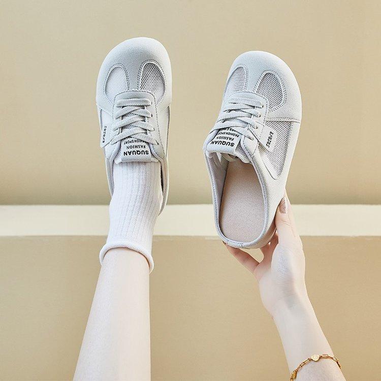 Baotou half slippers women's outer wear 2025 summer new casual one-pedal lazy shoes non-slip without heel little white shoes