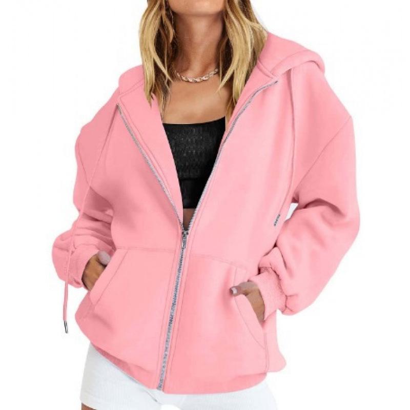 New Versatile Thick Long Sleeve Loose Hooded Zipper Hoodie In Stock S
