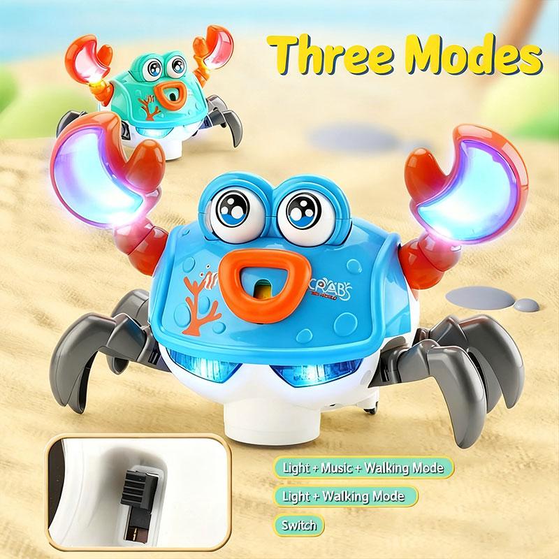Elektrisches Omnidirektionales Cartoon Krabbenspielzeug für Babys mit LED-Lichtern Musik Bionische Bewegungen Pädagogisches Spaßgeschenk