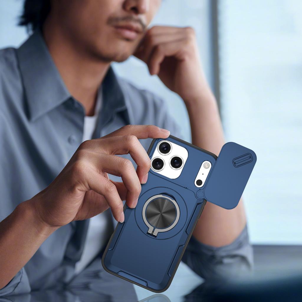 Anti-drop sliding window protective case, suitable for Apple iPhone17promax mobile phone case, magnetic suction bracket case.