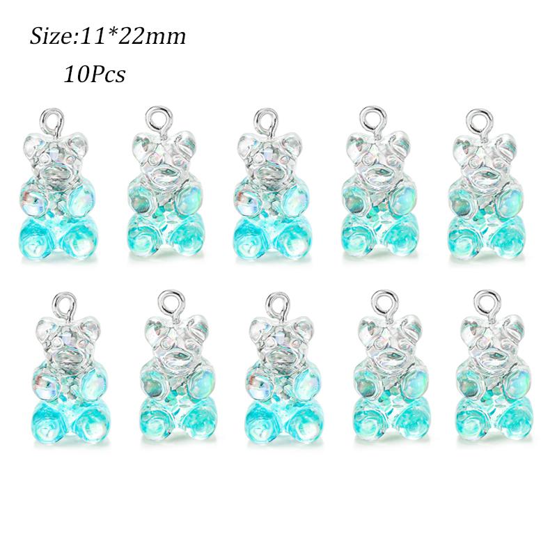 10/50 Stück Bunte Gummibärchen Anhänger Charms für Halskette Armband DIY Ohrringe Schmuck Bären Valentinstagsgeschenk 2,1*1,1cm