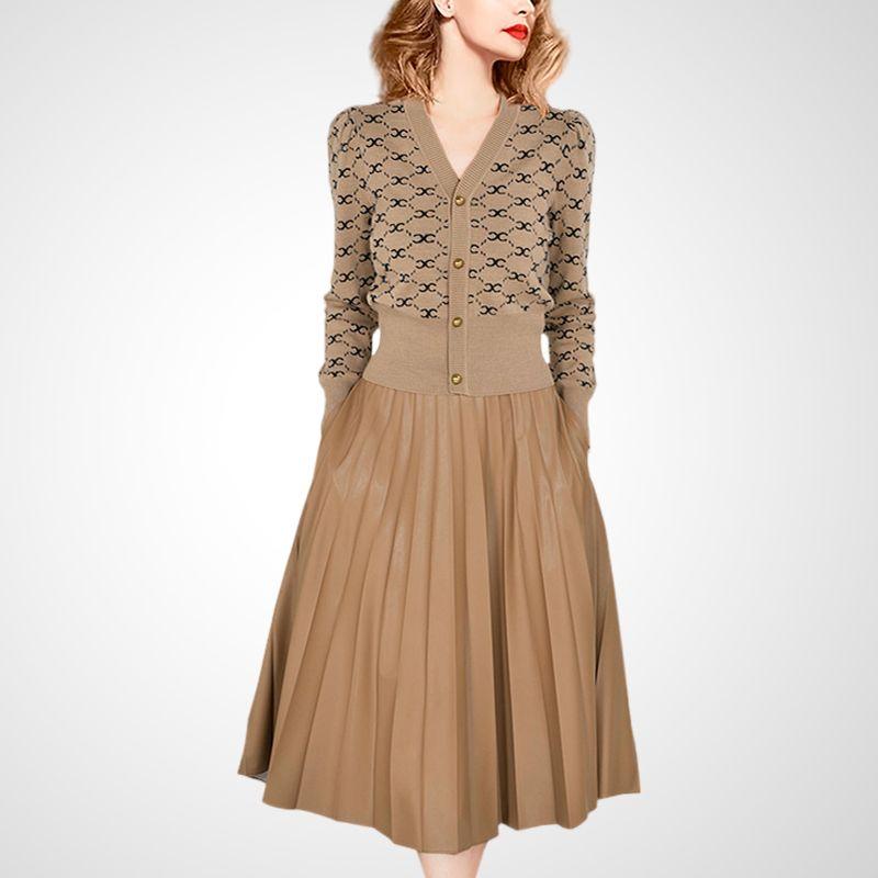 

Французский Вход Люкс Мода Приталенный Плиссированный Вязаный Кардиган Khakis M