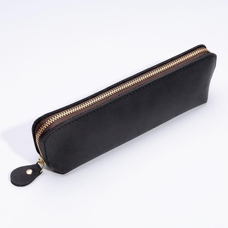 Personalized Real Leather Pencil case Custom Pens Case Aesthetic Pouch Genuine Leather Pens Bag
