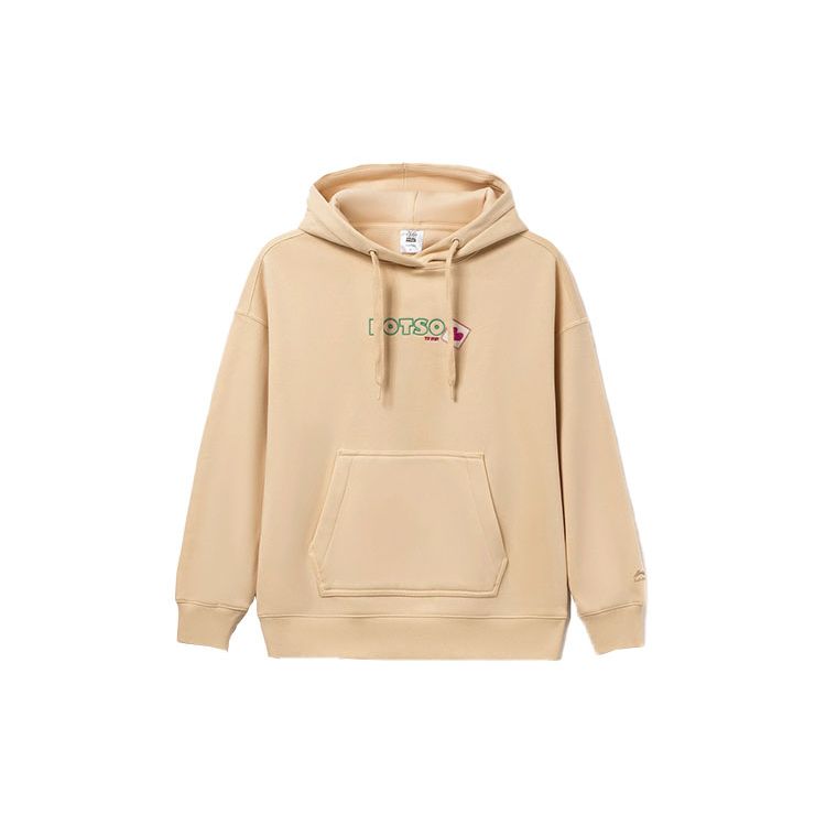 Li Ning X Disney Toy Story Collaboration Strawberry Bear Series Cartoon Pattern Fleece Pullover Hoodie Women hoodies Amber-Apricot AWDR756-2