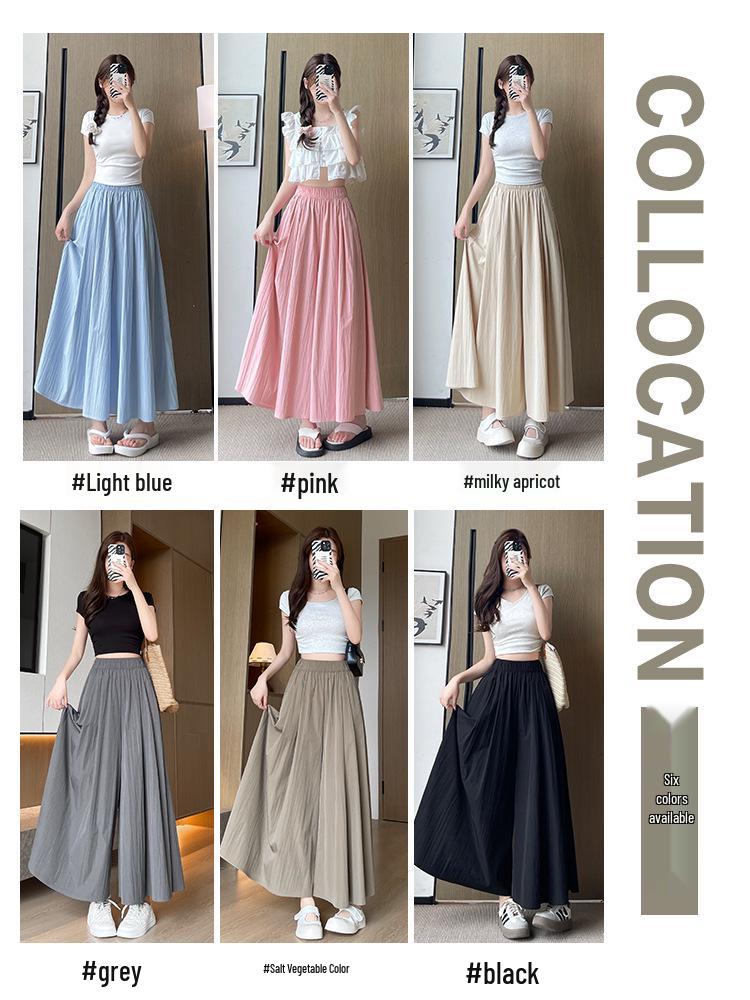 Yamamoto Damen Sommer 2025 High-Waist Schlankmachende A-Linien Culotte – Eis seide, Lässiger Midi-Rock Stil.