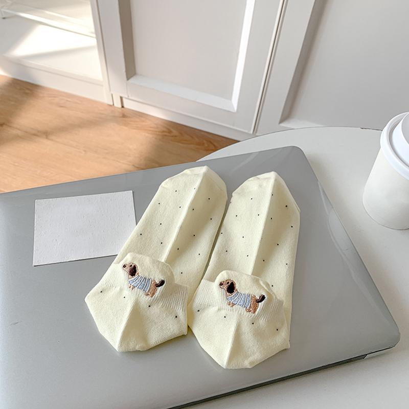 

1/6 пар мультяшные носки с рисунком собаки, дышащие, аксессуары для одежды, игривые низкие носки, милые, один размер, разноцветные 1pair жёлтый