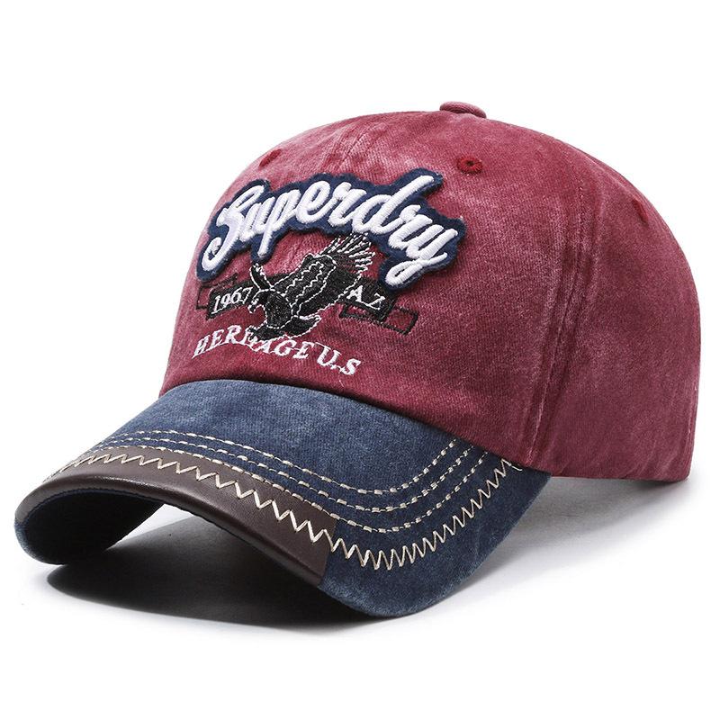 Spring Autumn New Eagle Embroidery Hat Wash the Old Letters Super Day Baseball Cap Retro Versatile Men and Women