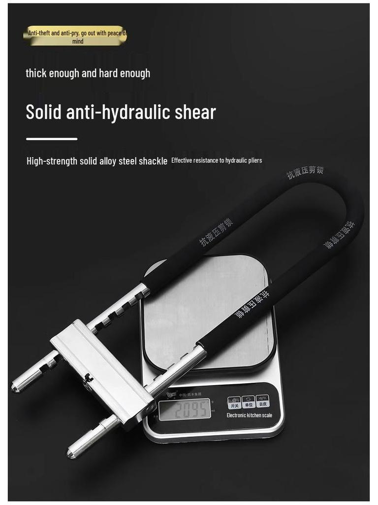 Double Door Password Glass Lock with Extended Code and Anti-theft U-lock for Electric Vehicles