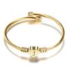 Nextvance Girls Gold Color Stainless Steel Heart Bracelet Bangle with Letter Fashion Initial Alphabet Charms Bracelets for Women