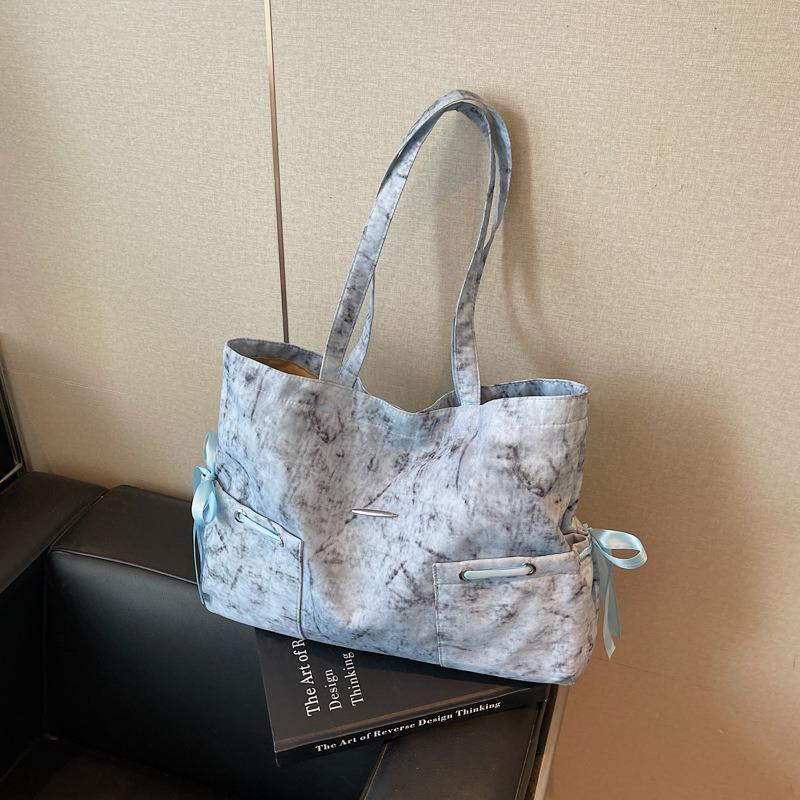 

New casual large-capacity tote bag versatile portable commuter college student class shoulder bag синий